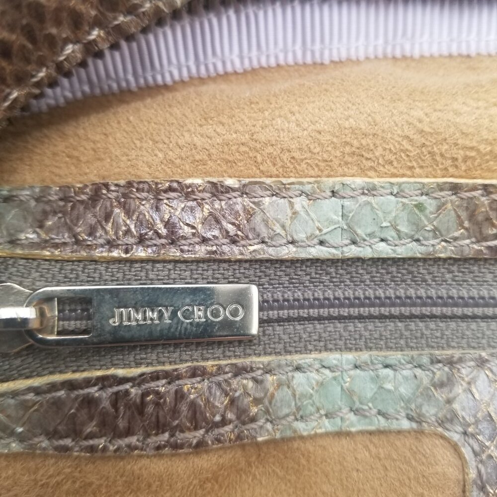 Jimmy Choo Python snake skin green python shoulde… - image 11